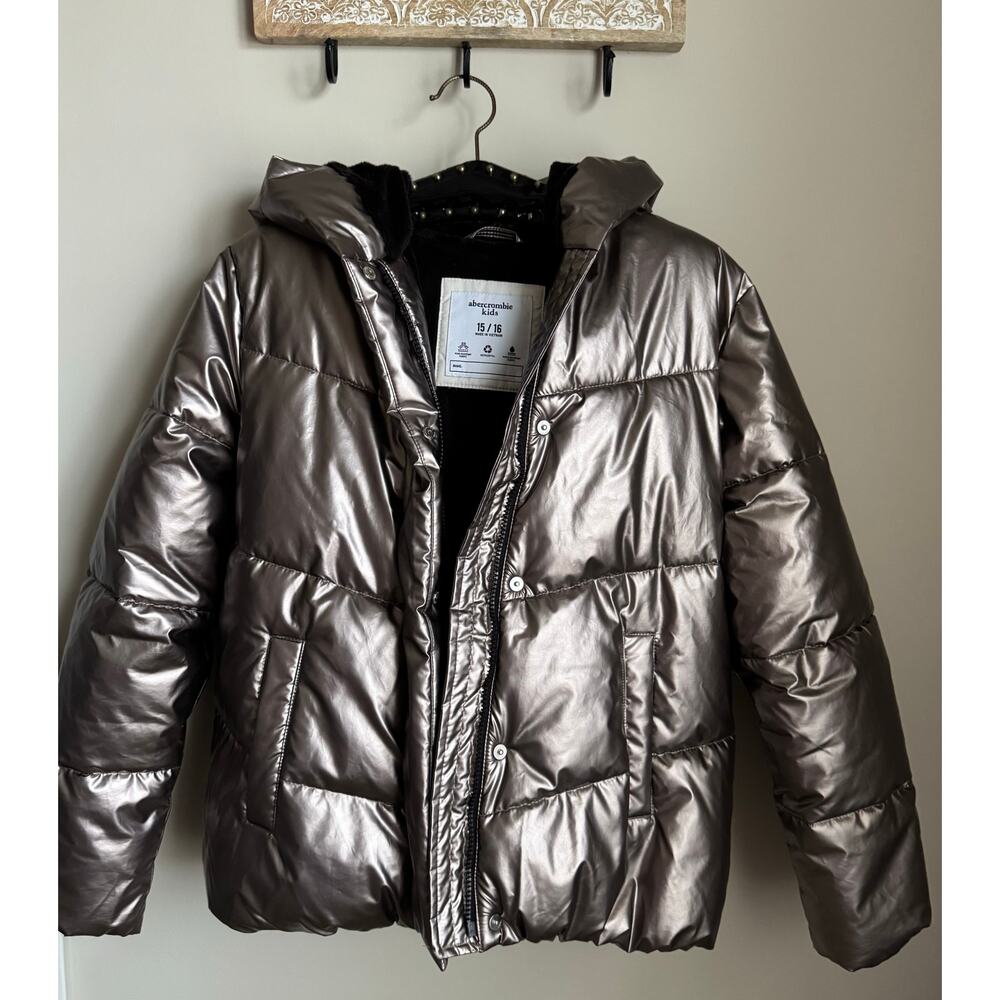 Abercrombie Kids Metallic Puffer Jacket sz 15/16